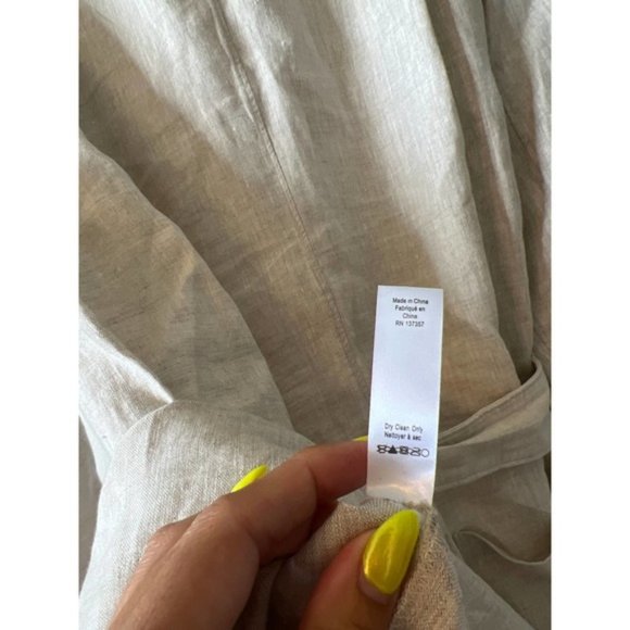 Marissa Webb Rowan Linen Button Down Romper Flax Women's Size: 4 NWOT - Picture 7 of 9